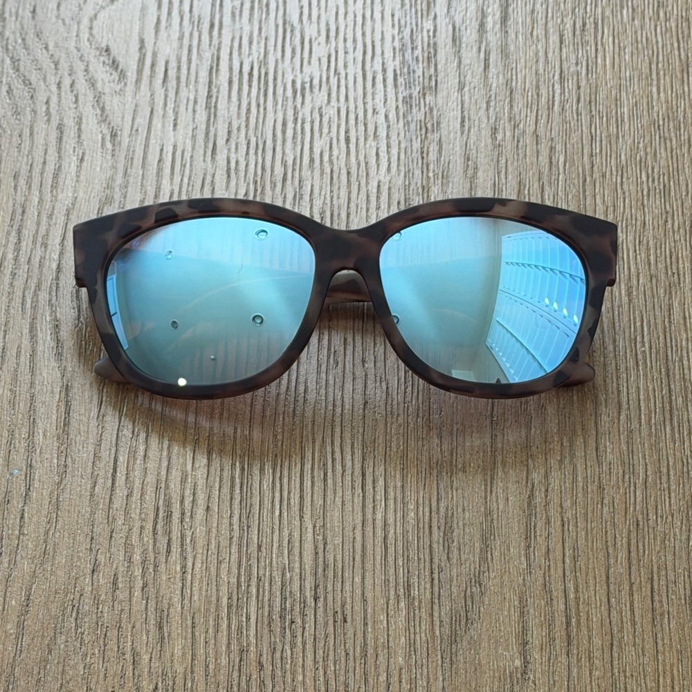 Electric “Danger Cat” Tortoiseshell Sunglasses with Blue Mirrored Lenses